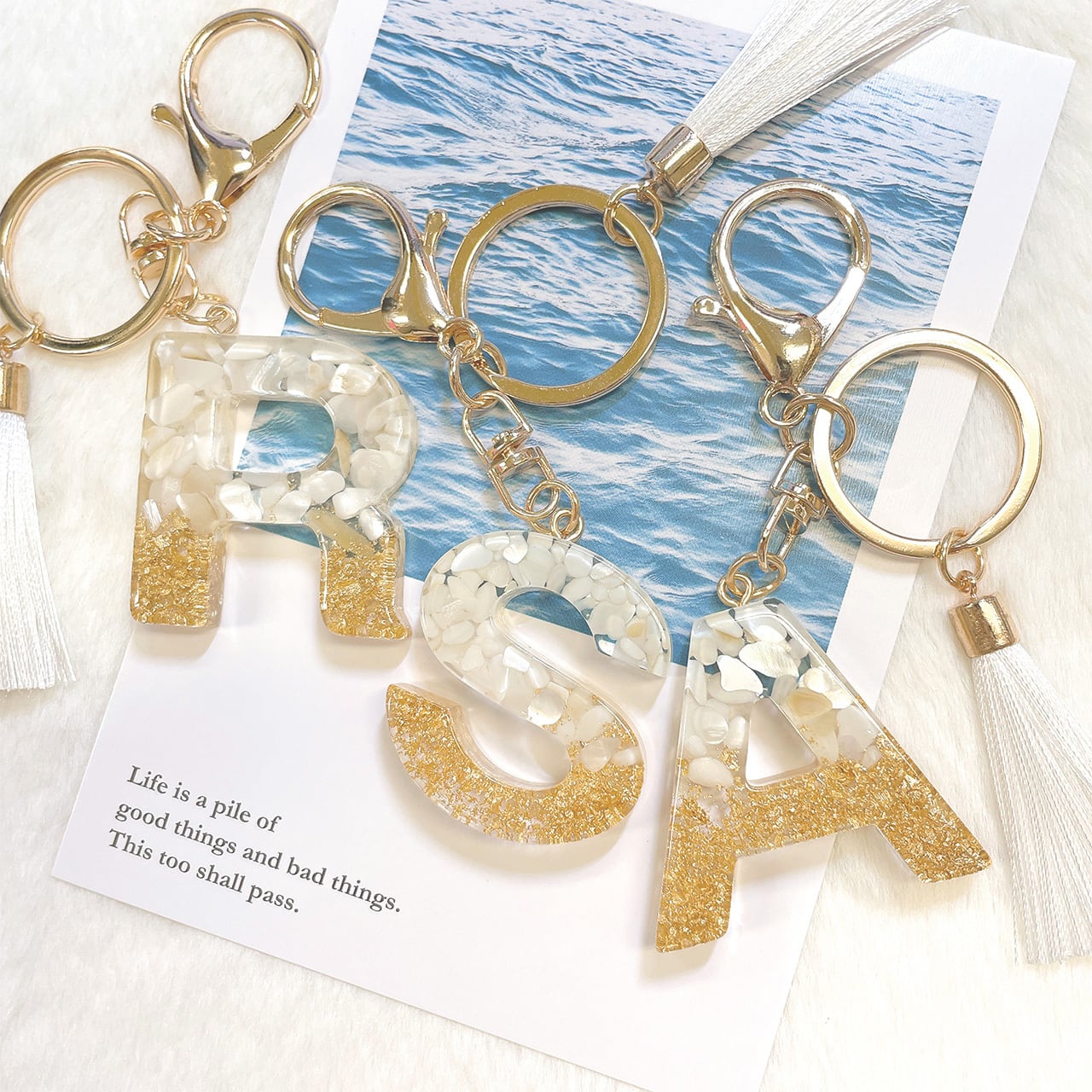 イニシャルチャーム ストーン(ホワイト) | follow Inc.