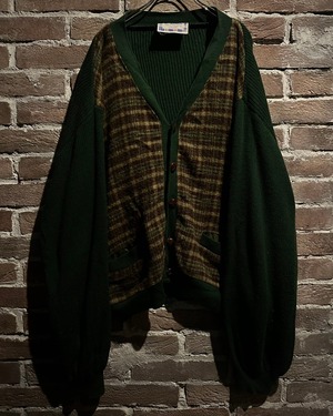 【Caka act3】Checkered Swiching Vintage Loose Knit Cardigan