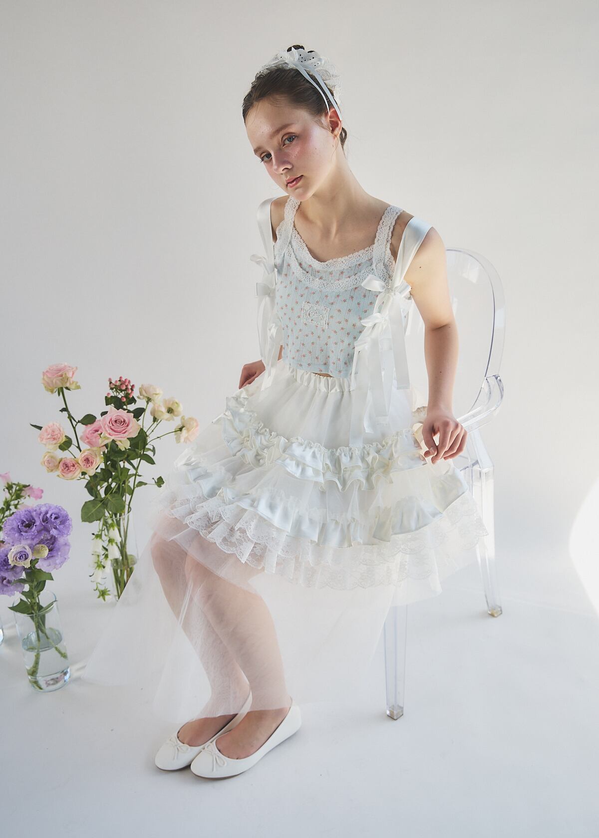 RehersaIL ハンドメイドリメイクレース装飾 タンクトップ pain】レースレイヤードタンクトップ | lilLilly official webstore