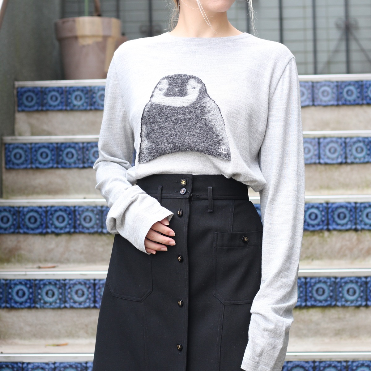 CHANEL 07A CASHMERE MOHAIR BREND WOOL KNIT MADE IN FRANCE/シャネル  