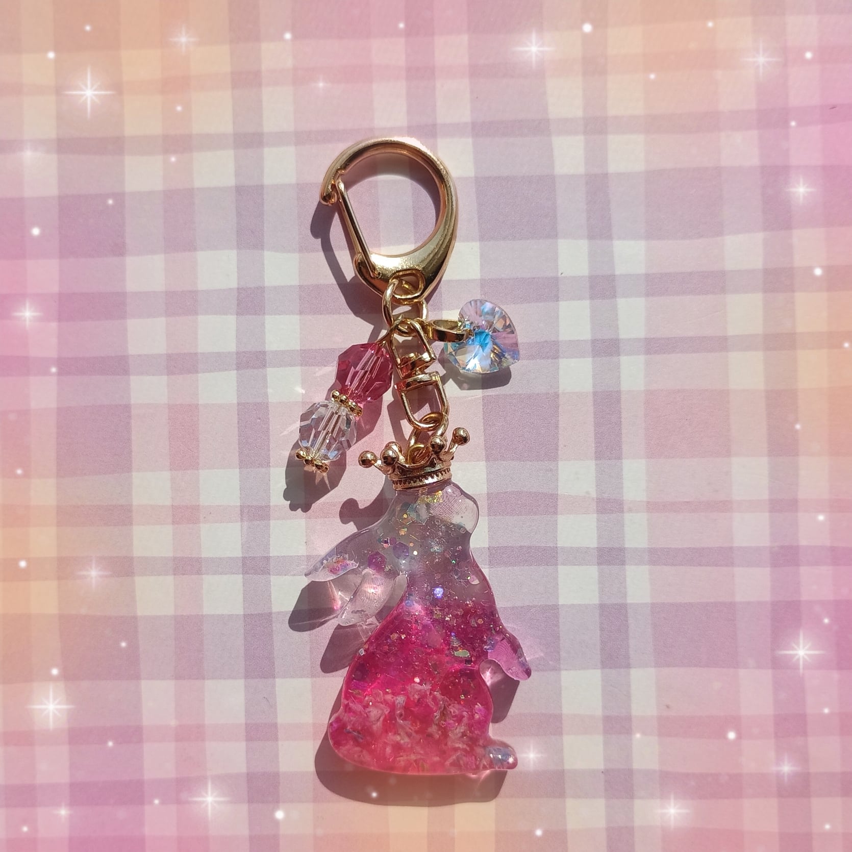 新作✨）海イルカ ダブルハート レジン シェイカー キーホルダー
