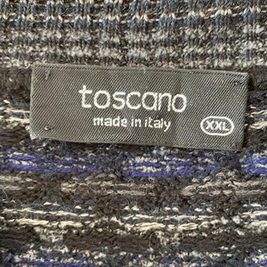 【toscano】イタリア製 柄ニット セーター XXL ビッグサイズ Vネック 総柄 EU古着 ヨーロッパ古着 ITALY