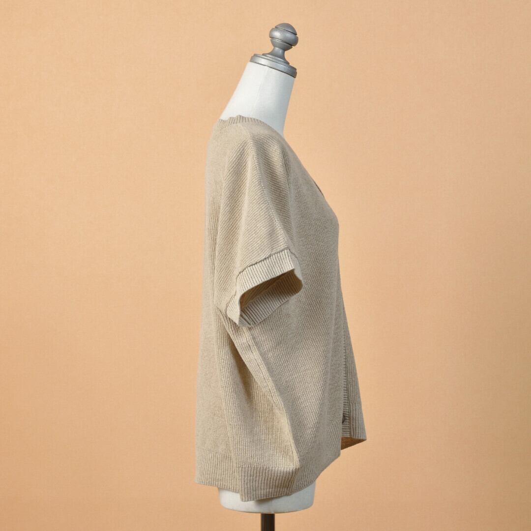 prit プリット コットンリネン片畦編み2ウエイワイドベスト・キナリ ユッタリとしたフレンチベストです