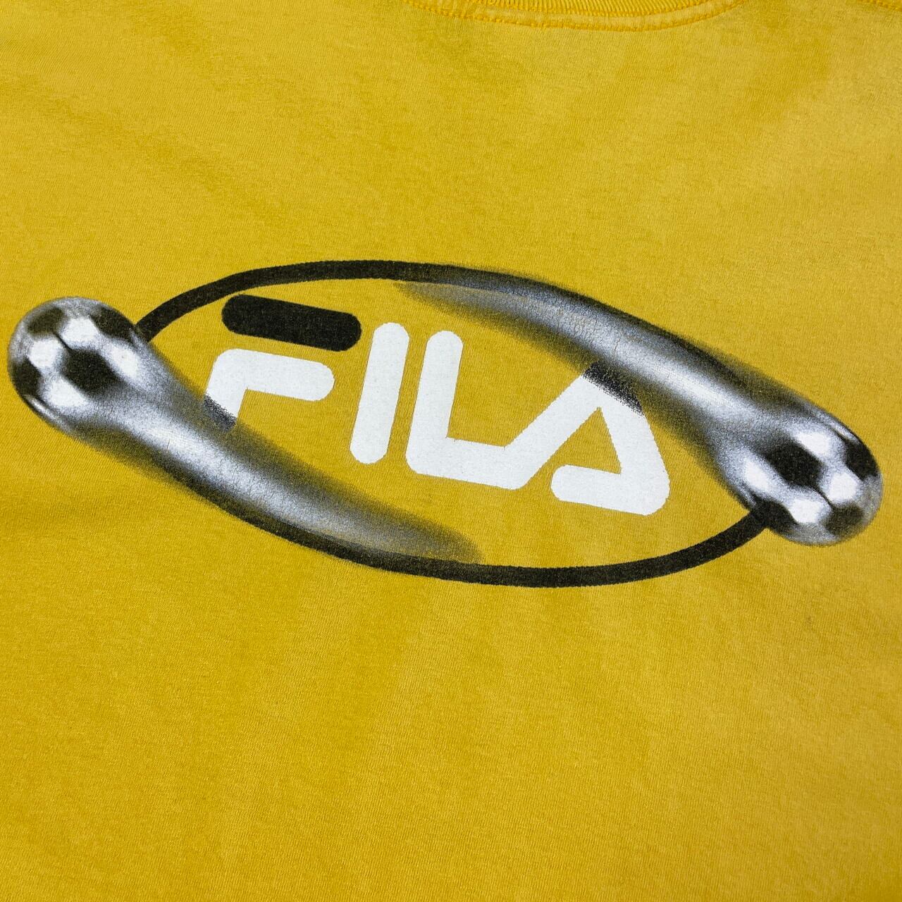 90年代 USA製 FILA フィラ サッカー ロゴプリントTシャツ メンズXL相当 古着 90s ビンテージ ヴィンテージ 胸ロゴ バックプリント  イエロー 黄色 【Tシャツ】【FSS2308-50a】 | cave 古着屋【公式】古着通販サイト