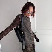 チュールシアーミリタリーvest/グレージュ