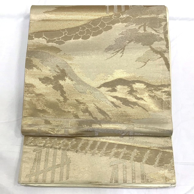 袋帯・金・自然文様・白地・No.200701-1795・梱包サイズ60