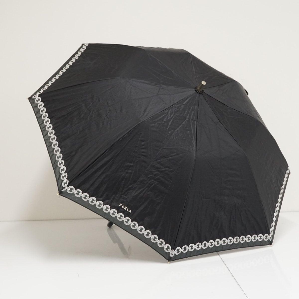 折りたたみ日傘 FURLA フルラ USED品 晴雨兼用 オーガンジー チェーン