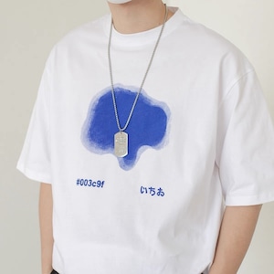 ブルーデザインTシャツ YH7233