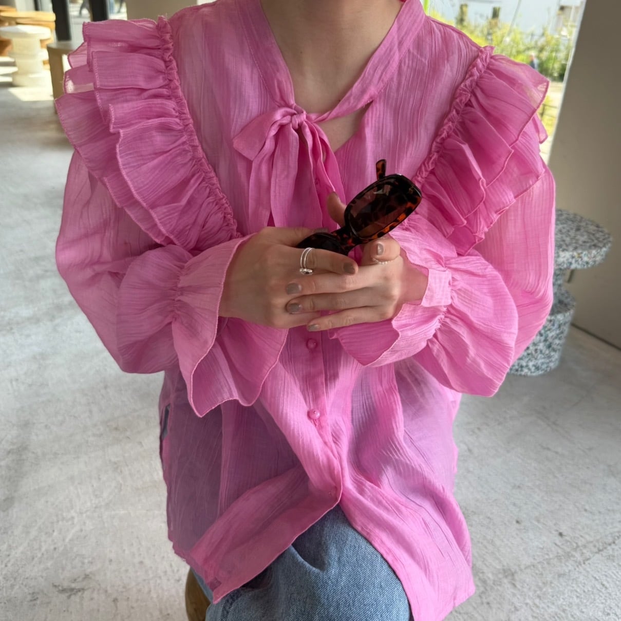 シアーフリルブラウス_LN03384