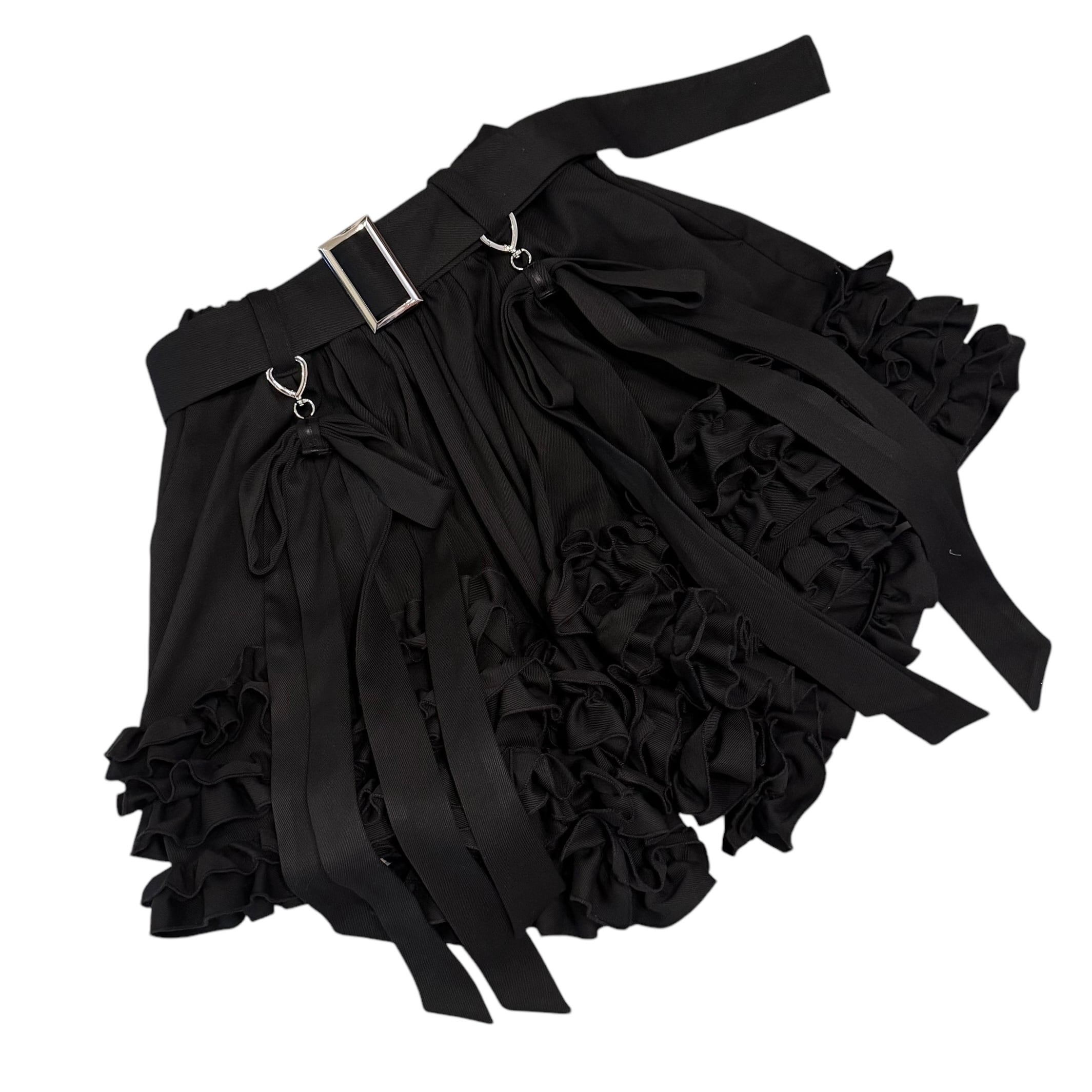 リボンフリルショートパンツ　BLACK