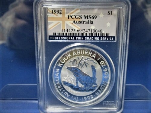 オーストラリア 1992年 ワライカワセミ １ドル銀貨【PCGS MS69 準最高