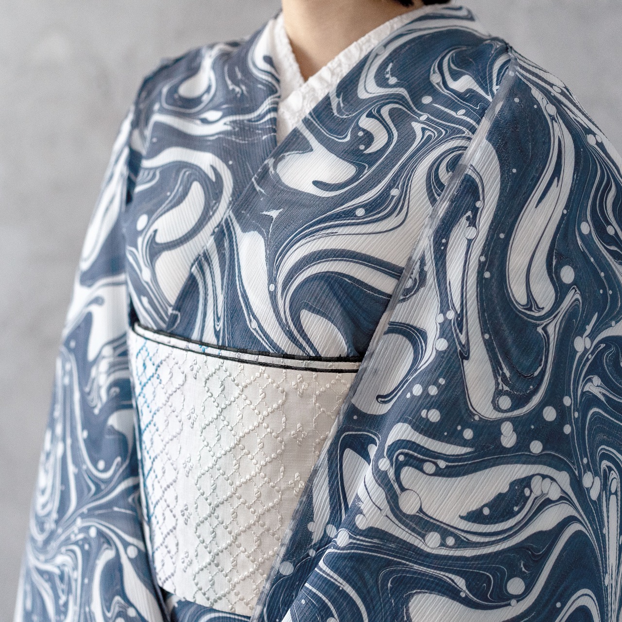 露草マーブル×ドット「夜空に輝く星々」〜セオアルファ楊柳〜セオアルファ〜浴衣・夏着物・単衣