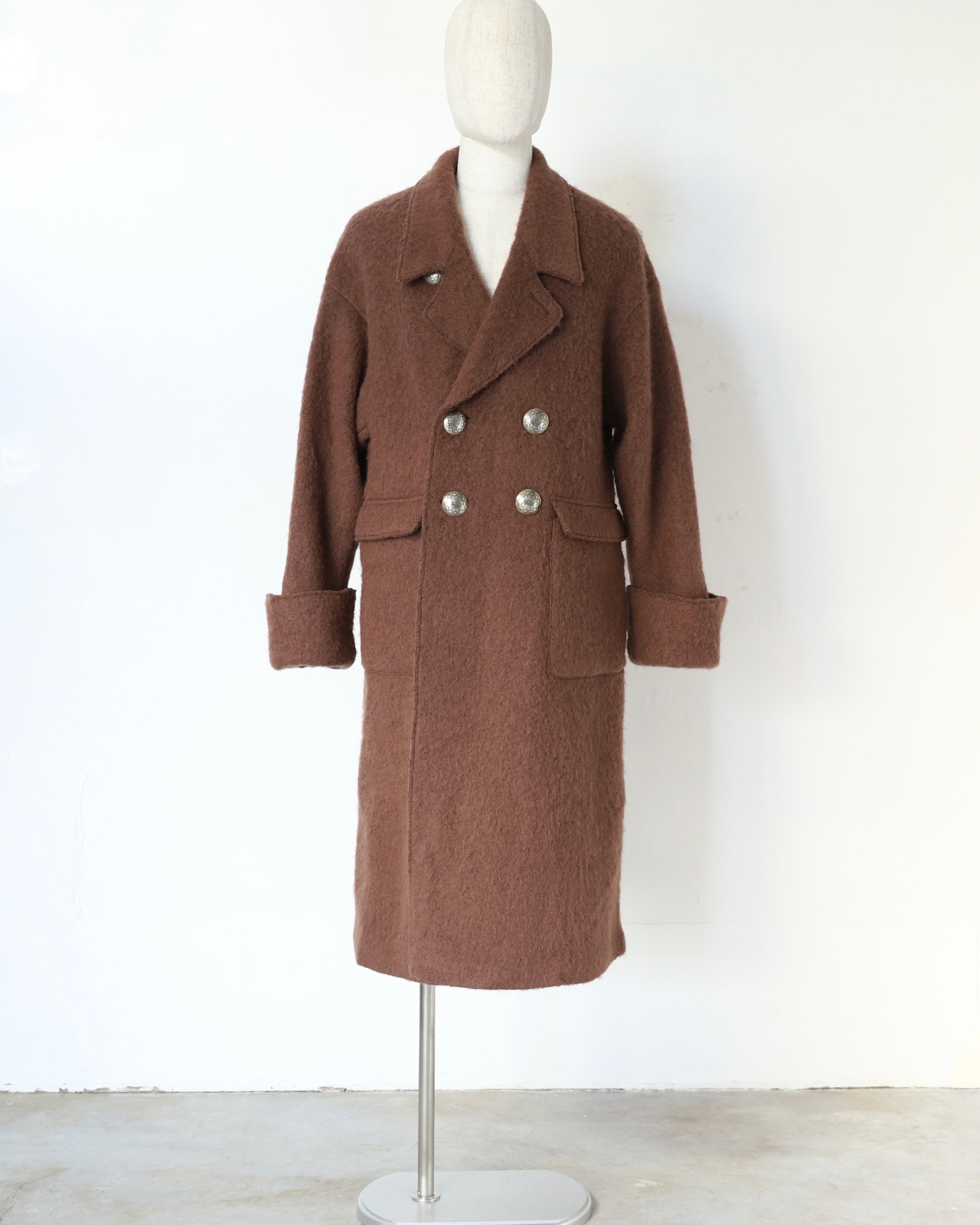 EVCON WOOL STAINCOLLAR COAT ロング　コート ブラウン EVCON《エビコン》Wool Stain Collar Half Coat (BROWN) - Cloud9