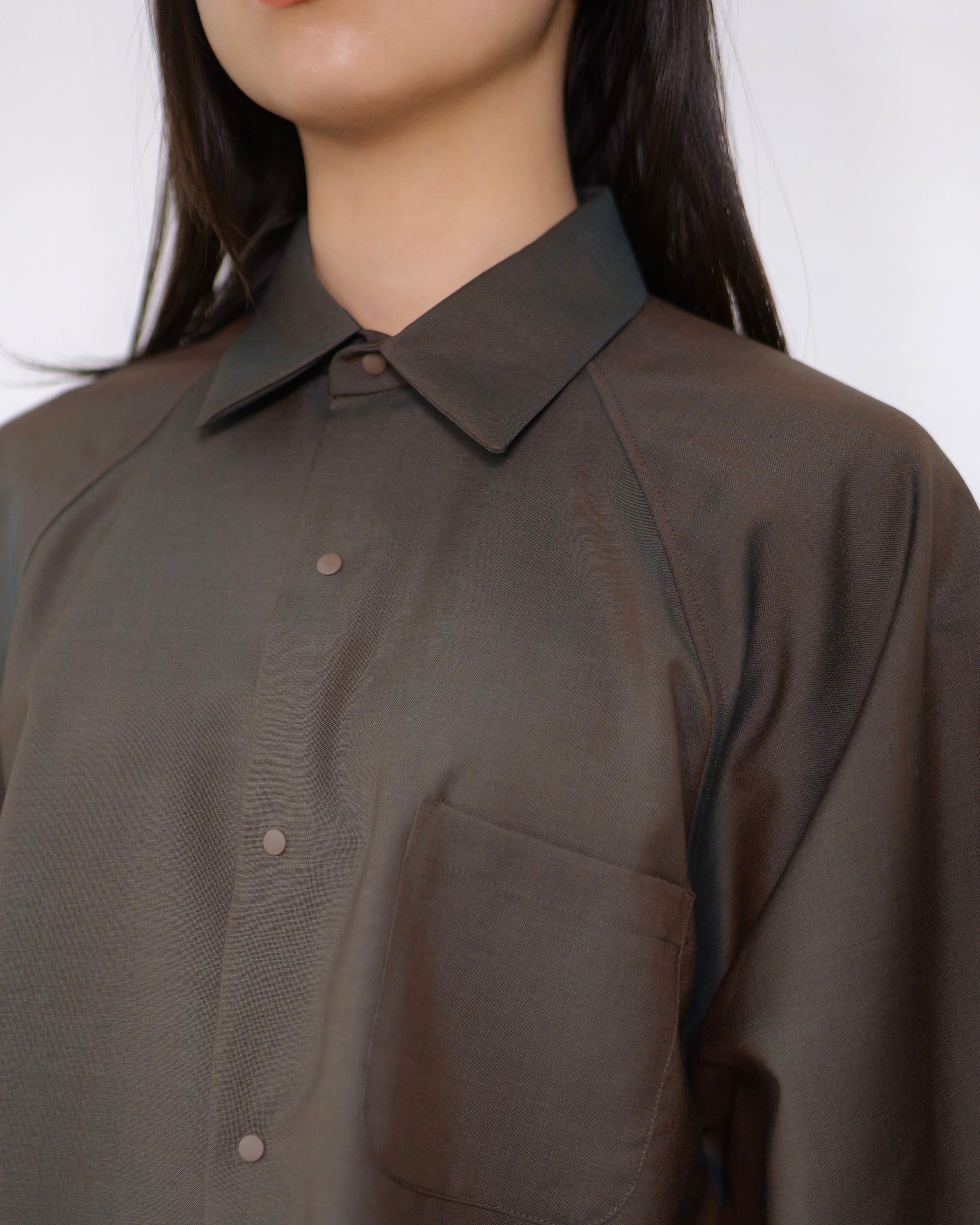 itochi - Wool & Kid mohair Tropical half sleeve shirt ：iridescent