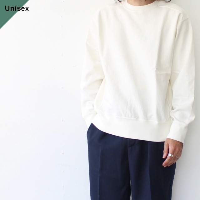 Siora  度詰めヘビーウェイトクルー Fleece machine reverse crewneck　（Off white）