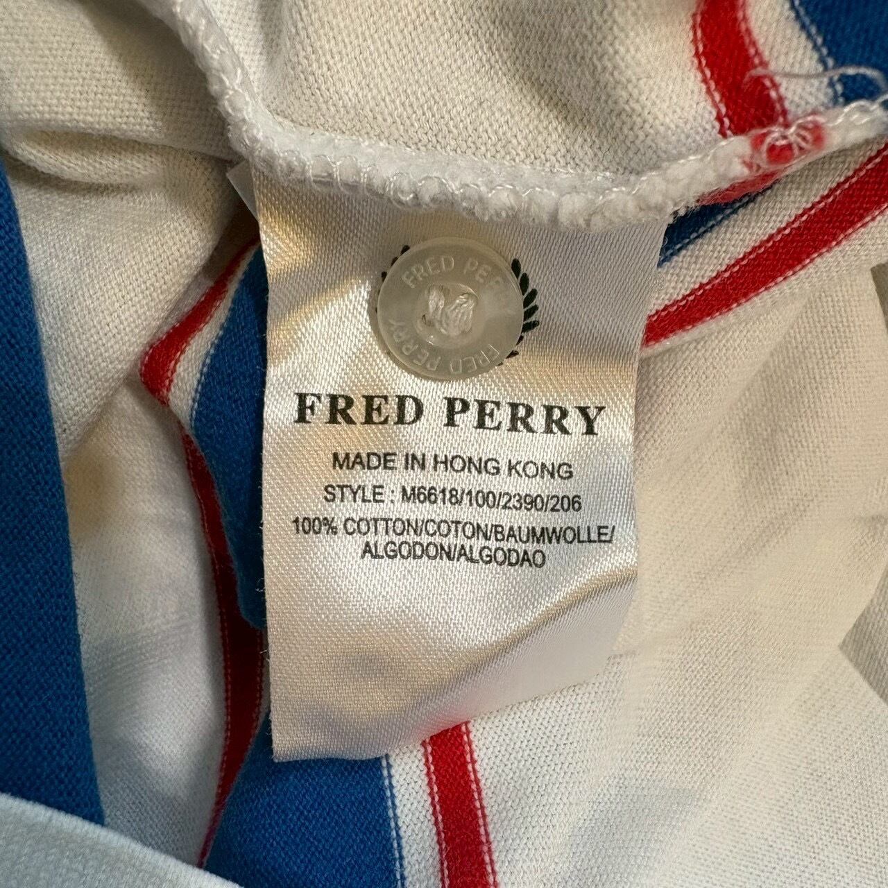 FRED PERRY フレッドペリー ポロシャツ S ボーダー 刺繍ロゴ ワン