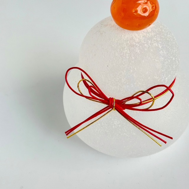 極楽寺がらす工房 ガラスの鏡餅L【黒台付き】