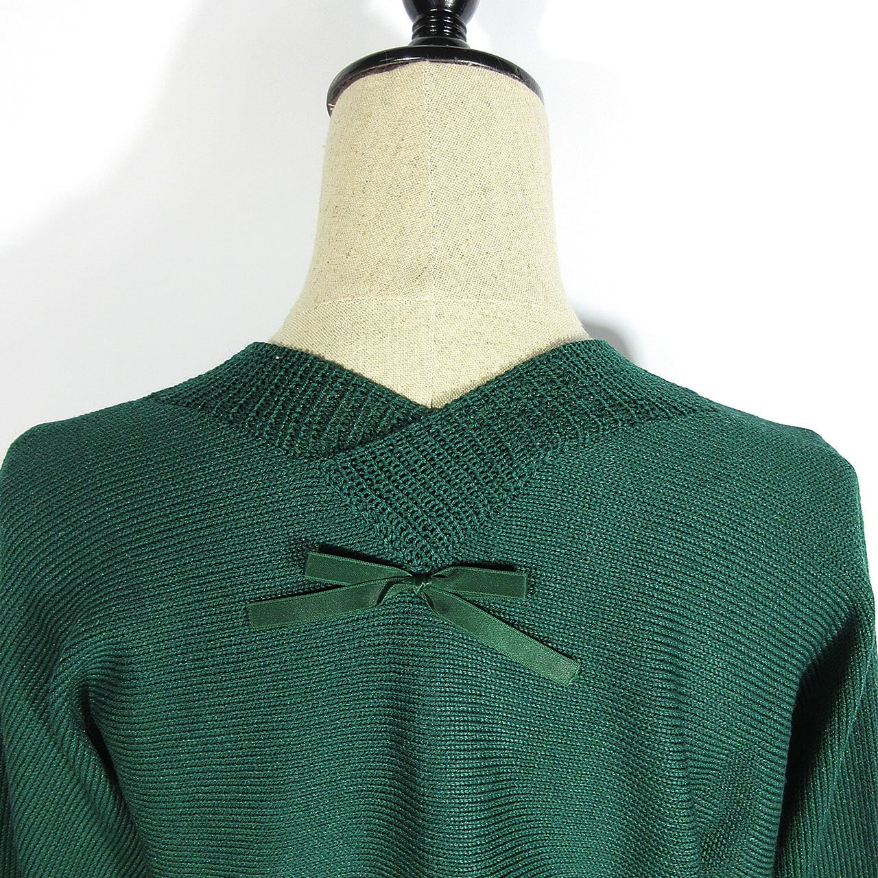 625 dark green ribbon tops / ダークグリーン リボン トップス