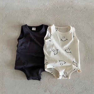 ベビー 　韓国風　夏新作 スマイルプリント  ロンパース