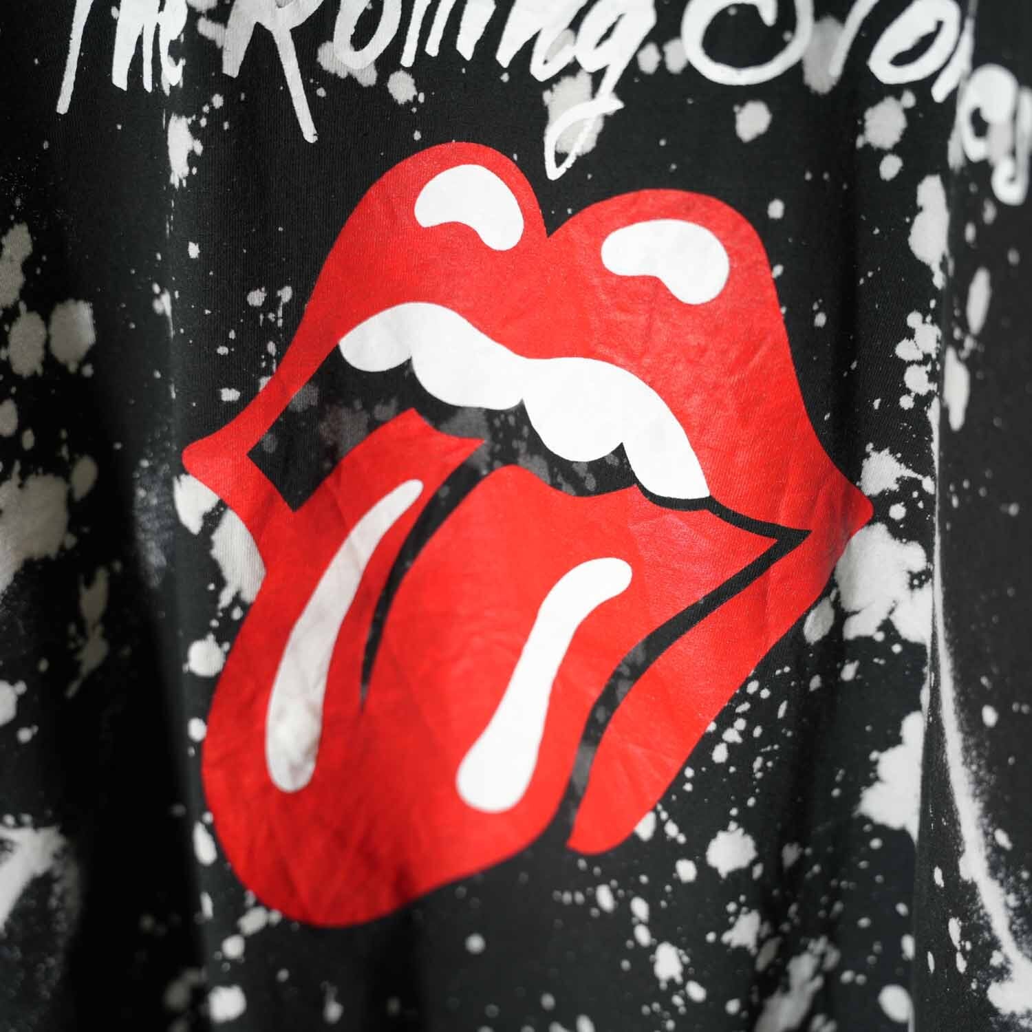 【ローリングストーンズ】Tシャツ③ 2XLサイズ XXLサイズ ローリングストーンズ リップ&タン ロゴ ブリーチ加工風