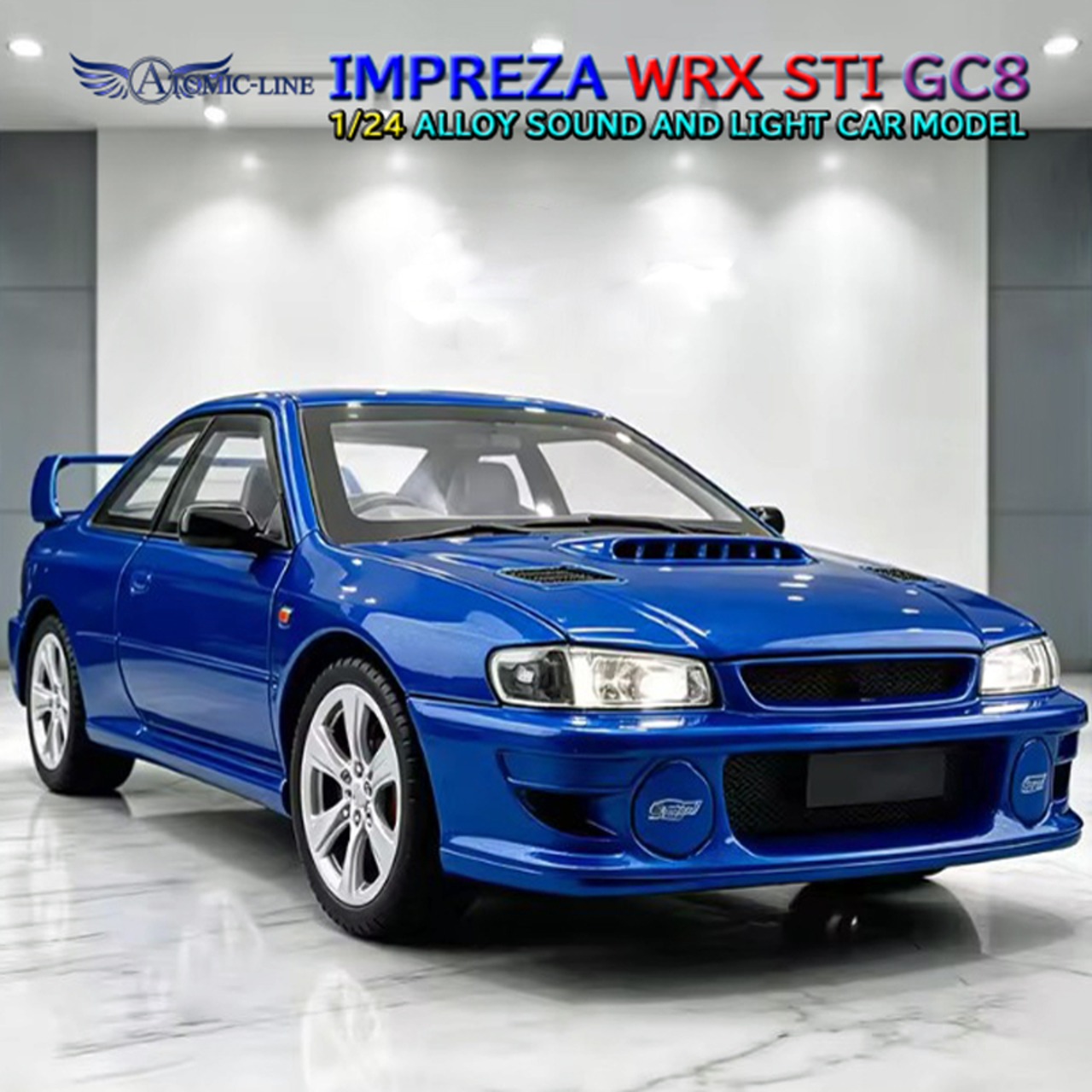 SUBARU インプレッサ STI WRX GC8 ミニカー 1/24 全4色 ライト点灯 合金モデル 模型 ジオラマ 22B イニシャルD 藤原文太