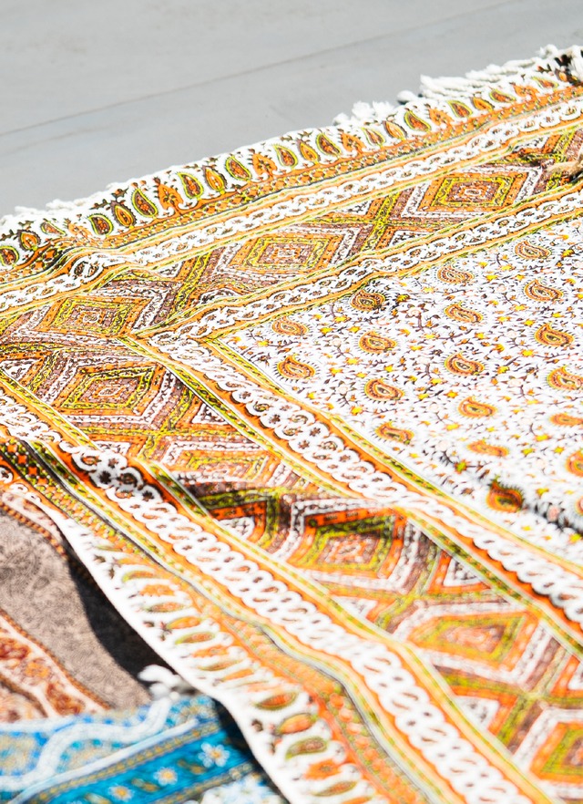 Sarasa Blanket [Orange×Multi] 130×200cm
