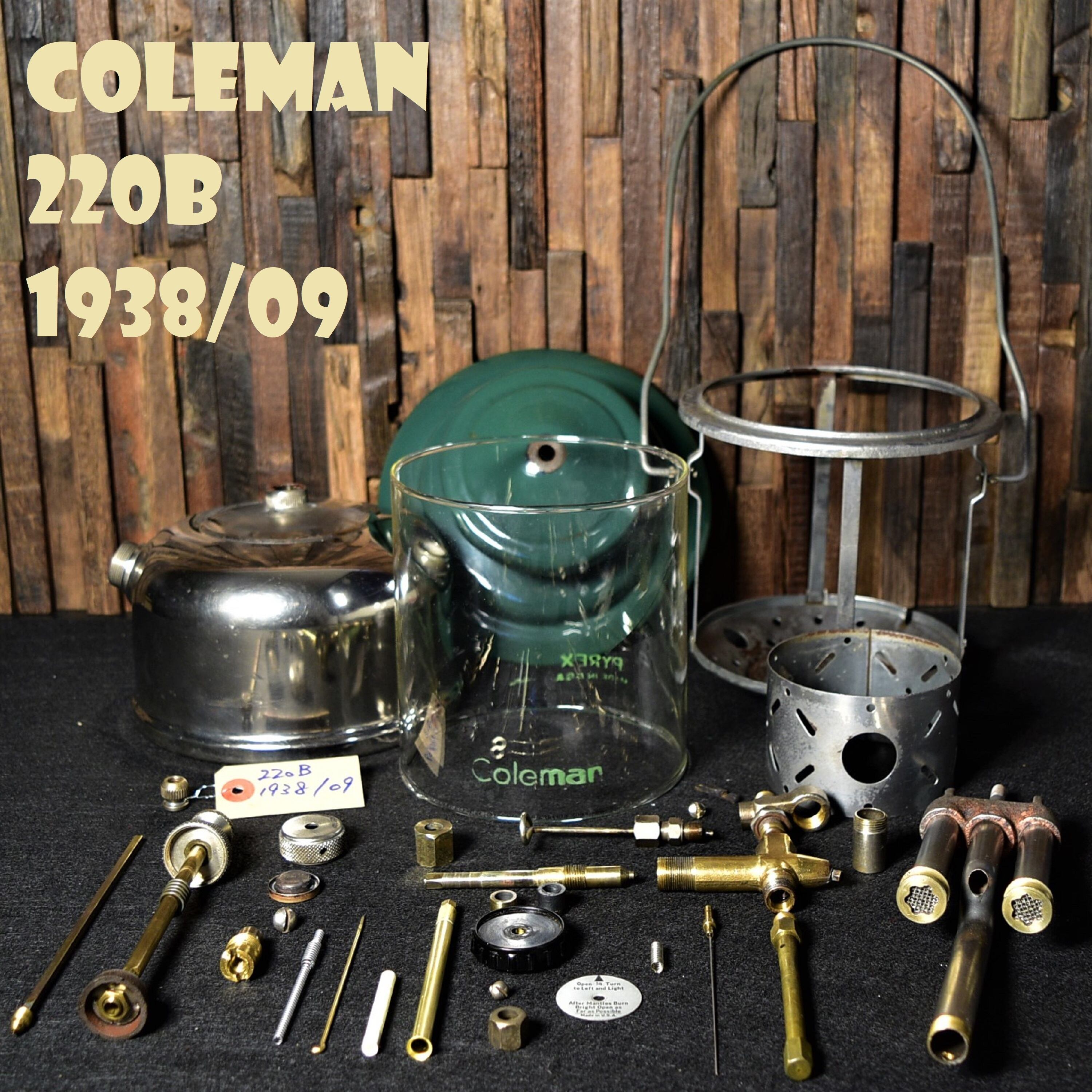 コールマン 220B 1938年9月製造 ビンテージ ツーマントルランタン COLEMAN オリジナルPYREXグローブ 銀タンク鏡面 グリーンレター 完全分解メンテナンス済み 30年代 | スーパービンテージデポ【Super Vintage Depot】 powered by BASE