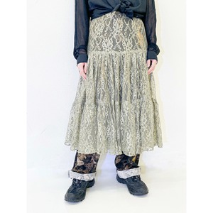 Vintage Sheer Lace Tiered Skirt Made In USA