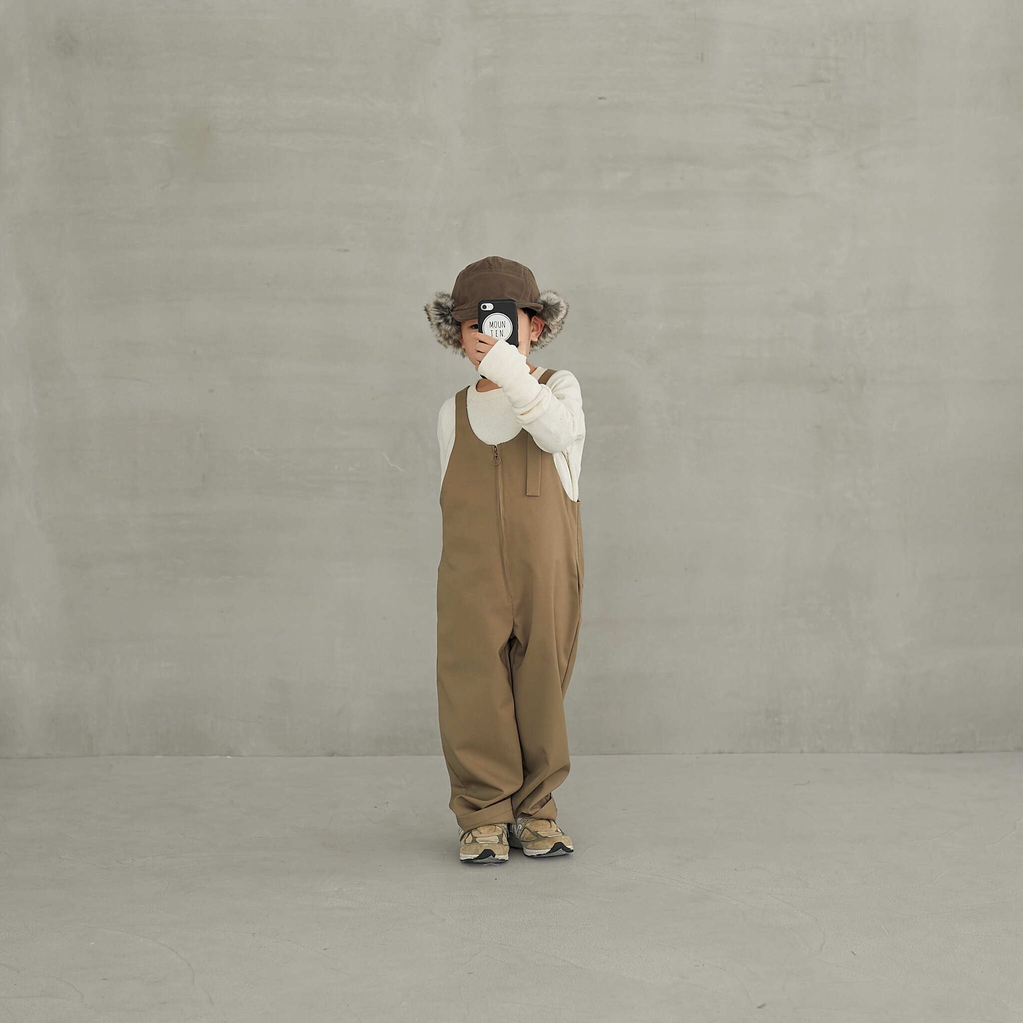 MOUN TEN.(マウンテン)/ stretch twill salopette / khaki / 95,110,125,140