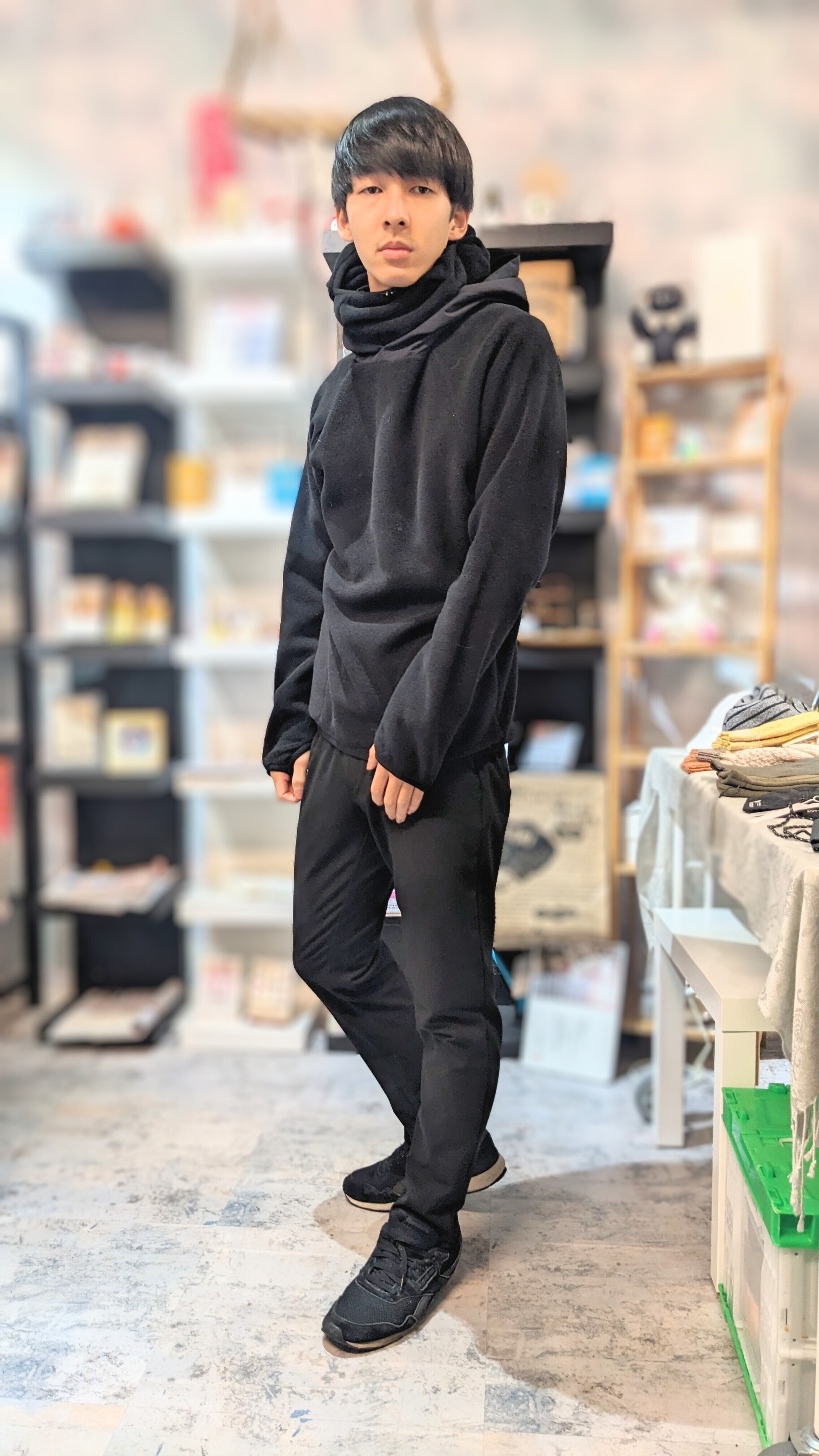 新古美品 CCP ダブルフード フリースフルフェイスパーカー BLACK
