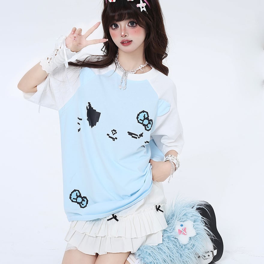 半袖Tシャツ CRAZYGIRL プルオーバー キティちゃん ゆったり オーバー