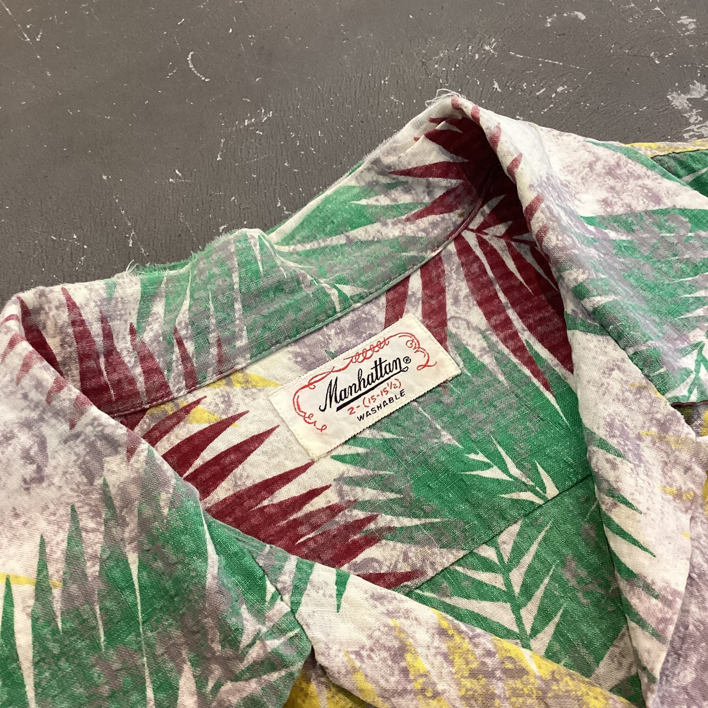 50年代 manhattan usa シャツ 50s Manhattan Cotton Seersucker Hawaiian Shirt 50年代