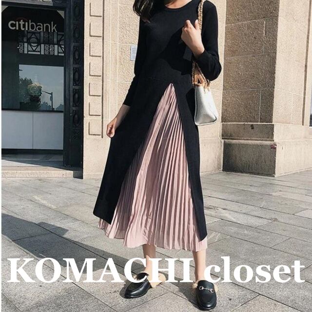 【送料無料】 プリーツワンピース 大きいサイズ ニットワンピース プリーツ 切り替え 異素材ミックス 韓国 レディース オルチャン ロングスカート ミモレ丈 ミモレ プリーツスカート シフォン 長袖 マキシ ロング丈 女子会 無地ドレス ワンピース パーティー 黒 可愛い 清楚 お嬢様系 細身 かわいい きれいめ シンプル 大人 上品 オトナ女子 エレガント カジュアル 体型カバー 二の腕カバー 脚長 普段使い 30代 40代 デート 通勤 インスタ映え 楽ちん スタイルアップ 高見え 着痩せ