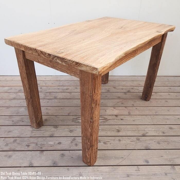 オールドチーク テーブル 幅110cm × 奥行65cm × 高さ65cm 無垢材 ダイニングテーブル 食卓 ハンドメイド アジアン家具 バリ家具