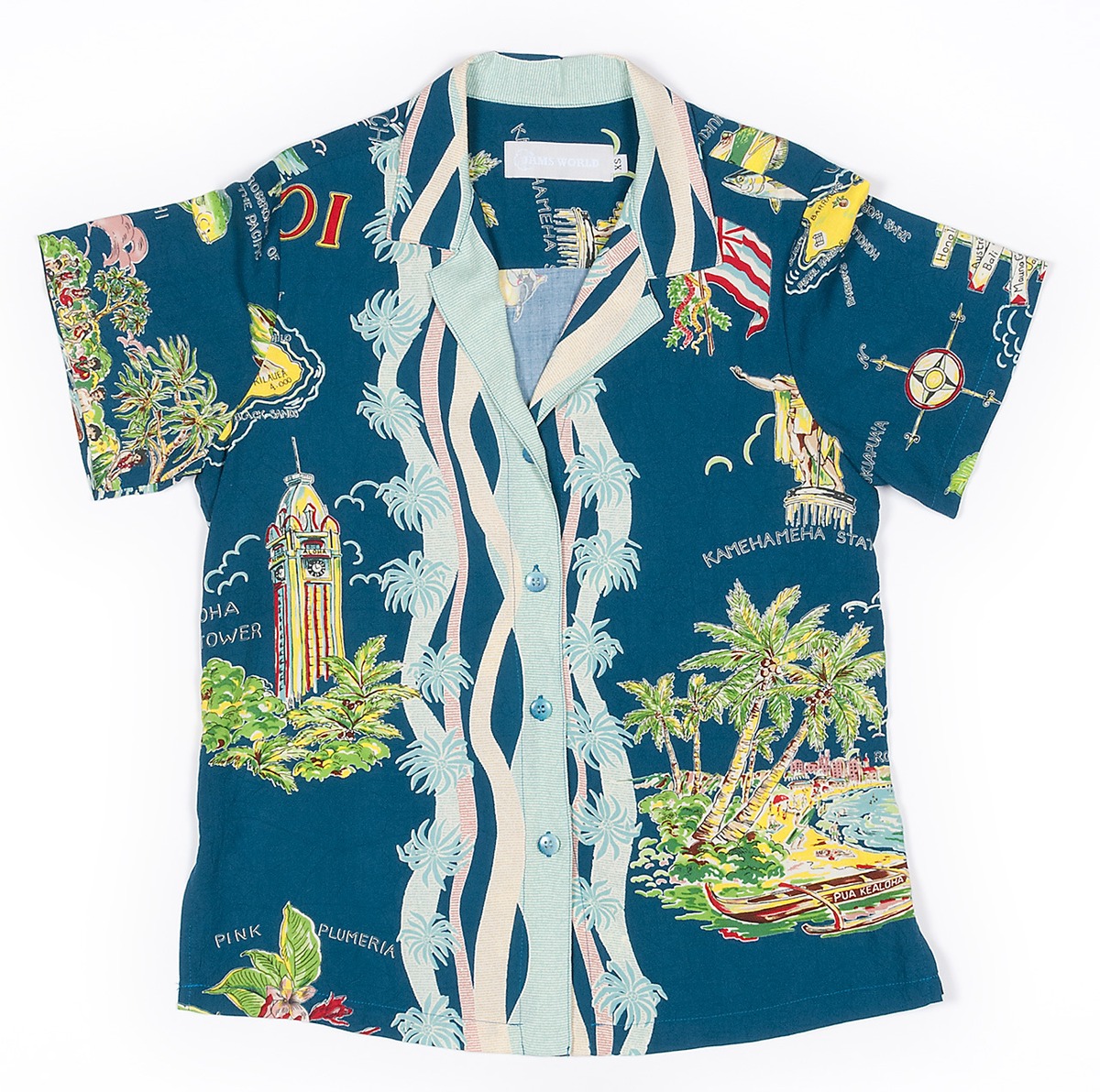 Jams World Print Top Limited Edition Nokaoi Blue【ジャムズ ワールド】限定 ノカオイ ブルー ウィメンズ アロハシャツ Grava