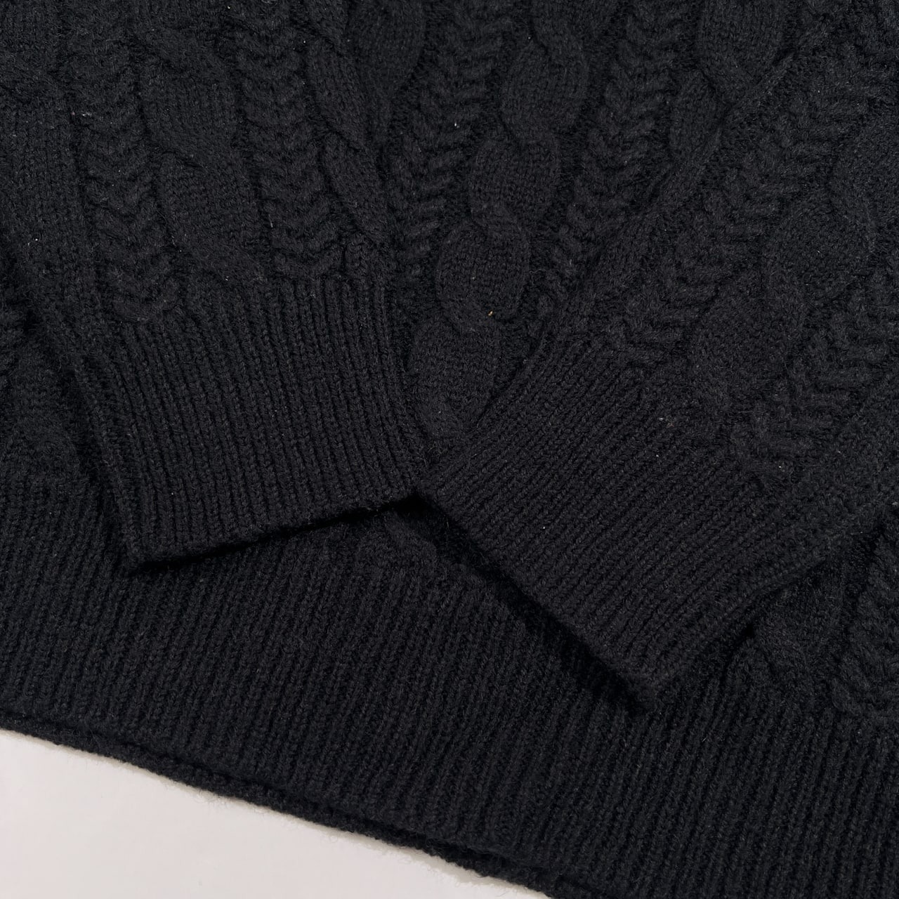 nano universe ナノユニバース ケーブル編み ウール ニットセーター サイズ S /ブラック/男女でも