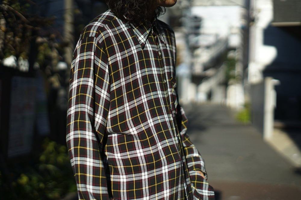 Arrow [ARROW] Vintage L / S Ombre Check Rayon Shirts [1970s