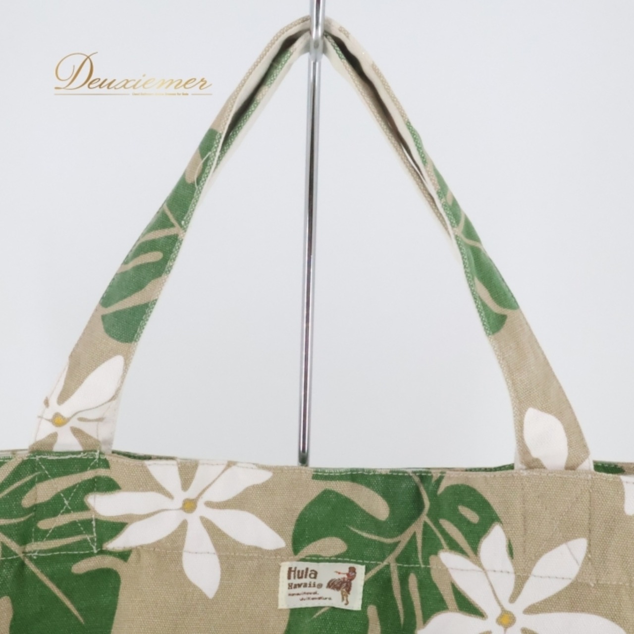 フラダンス 小物 バッグ セキノレーシングスポーツ Hula Hawaii ベージュ系 ティアレ柄 モンステラ柄 トートバッグ 大きめ 大容量 茶 白 緑 ハワイアン アロハ ハワイアンプリント フラ ダンス レッスン おしゃれ 便利 可愛い