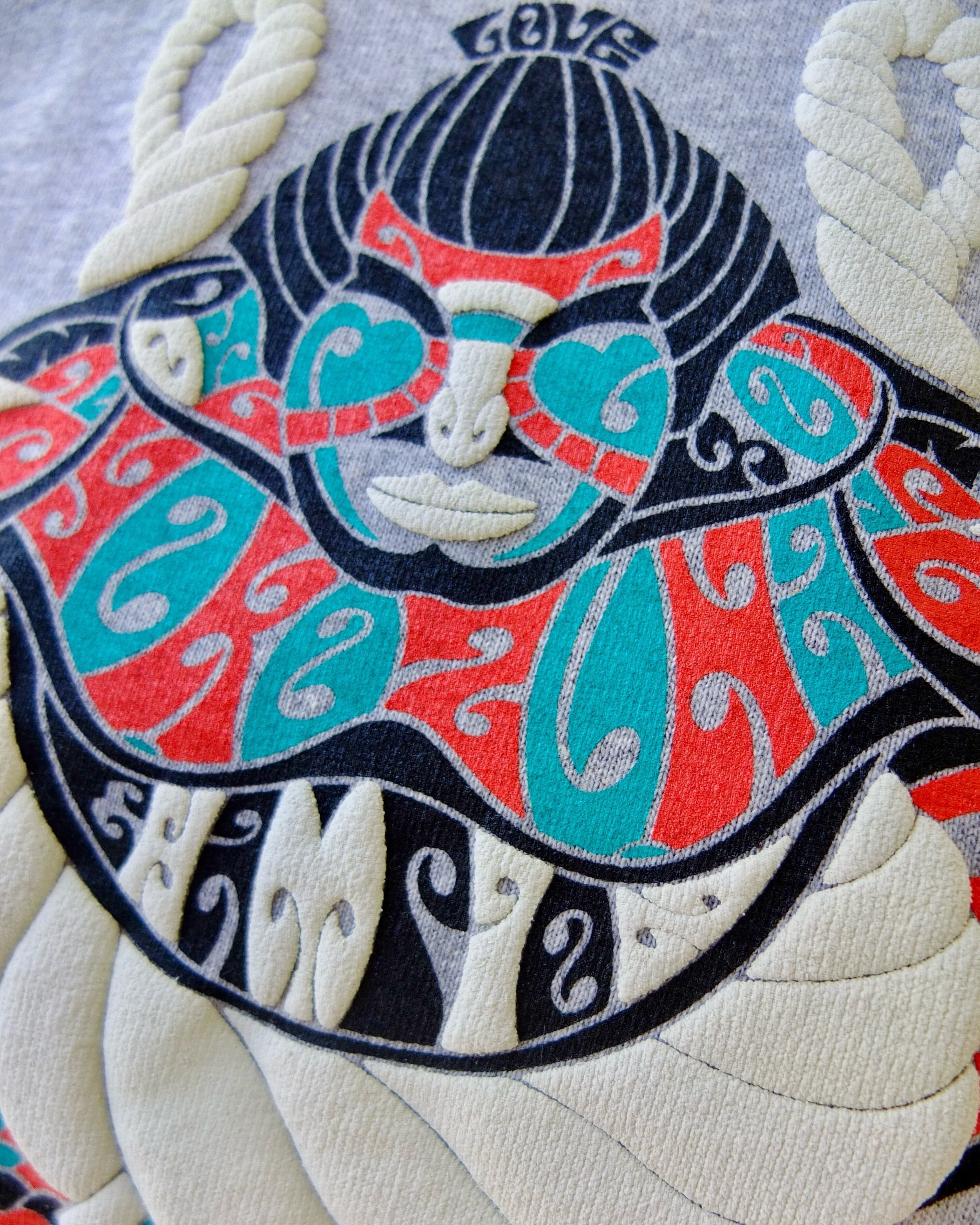 横綱相撲de八卦良いのTシャツ C/#小手投げ砂利灰グレー