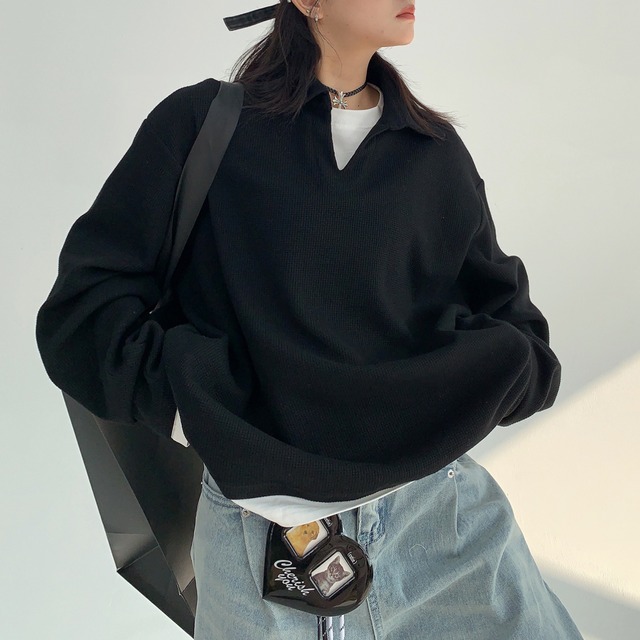 fake two-piece monochrome t-shirt　フェイクツーピースモノクロTシャツ　J0719