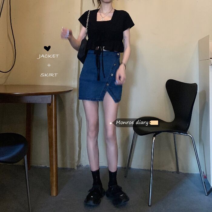 ウェストスカート オータム薄手ショートAライン 秋物 モンロー88358003433