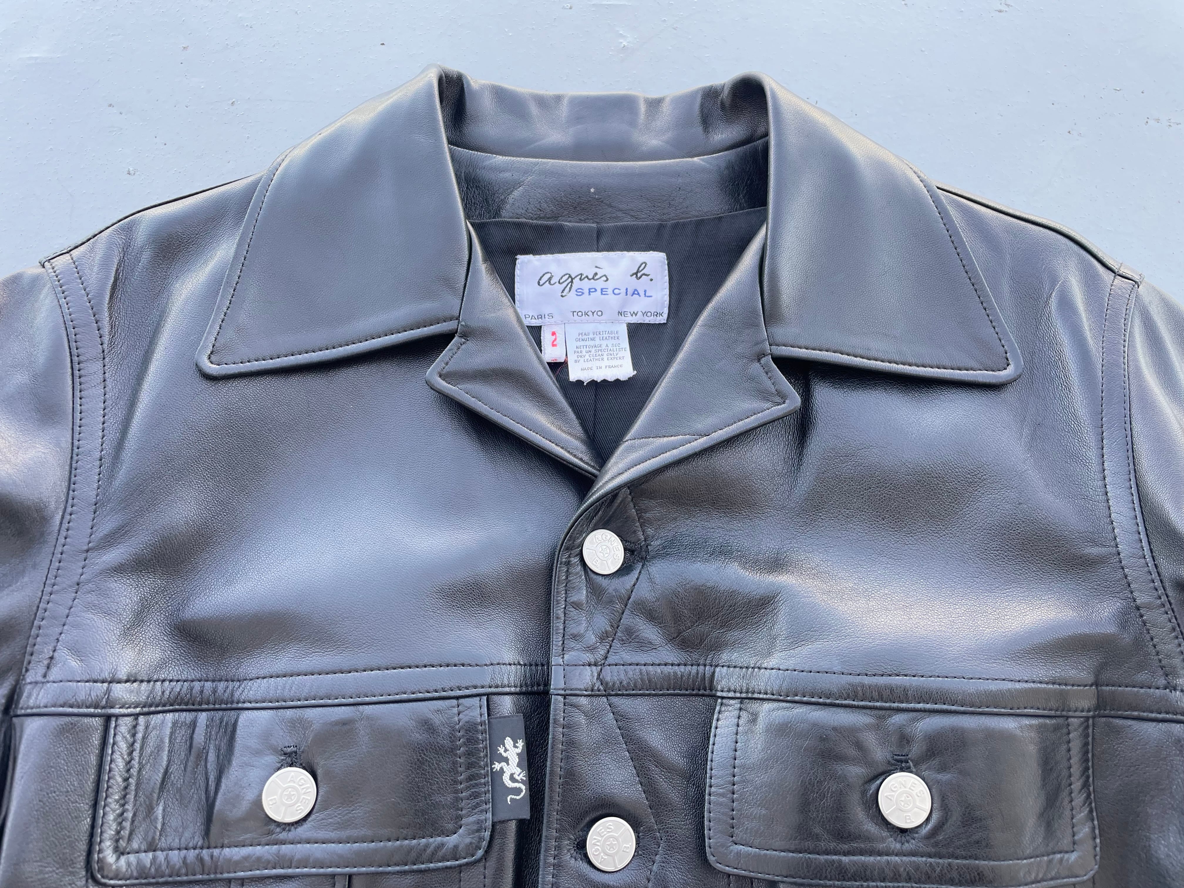 【サイズ2】90s agnès b special leather jacket Agnes.b Special Leather Tracker Jacket Black‼︎ France Made!! 90s