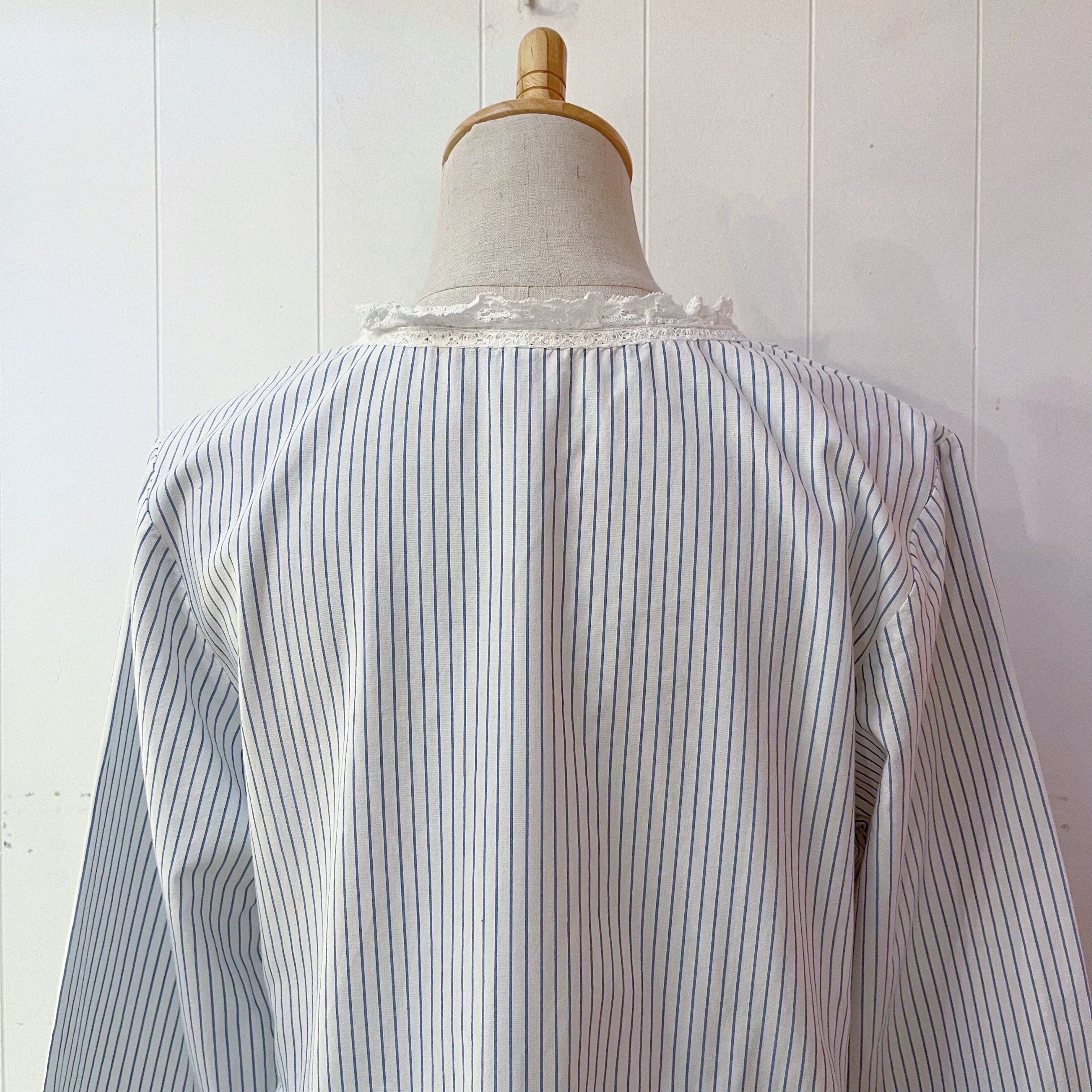 blue stride cotton lace one-piece