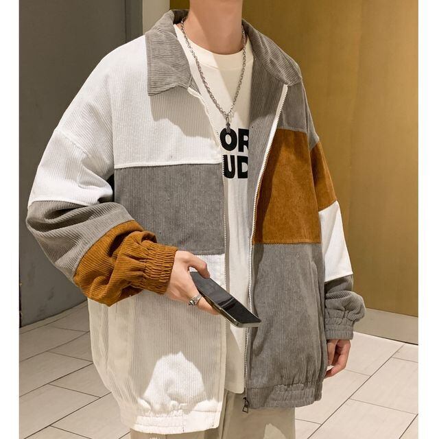 【予約販売】ジャケット コーデュロイ ブルゾン アウター バイカラー メンズ ブラック グレー お洒落 こなれ感 ベーシック 秋 春 大きいサイズ M/L/XL/2XL/3XL/4XL/5XL