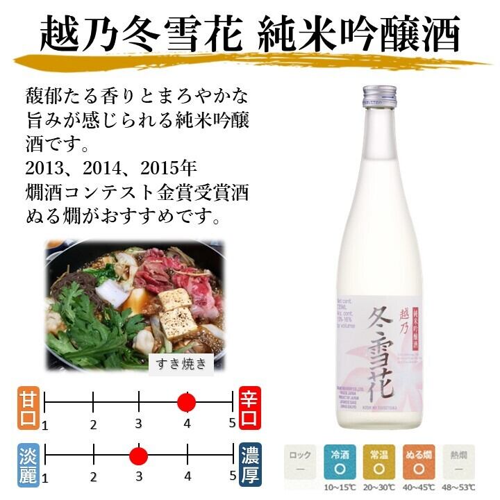 越乃冬雪花 純米吟醸酒 720ml 化粧箱入 日本酒 新潟 高野酒造 | 高野