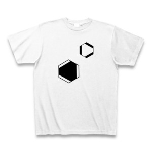 理系Tシャツ【ベンゼン環／２つ／白】-(Scien-T'st)Benzen/two/white