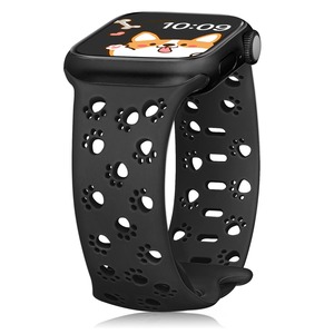 【在庫処分】[SIBOYL]可愛い肉球対応アップルウォッチ バンド レディースと男性46mm 45mm 44mm 49mm 42mm(Series 3/2/1)、動物、猫、犬好きのための互?アップルウォッチ バンド シリコン、スーパーソフトあっふウォッチバンド夏 蒸れない、快適性互?Apple Watch ベルト スポーツ、対応Apple Watch 11 10 Se 9 8 7 6 5 4 3 Ultra 3 2 1-ブラック
