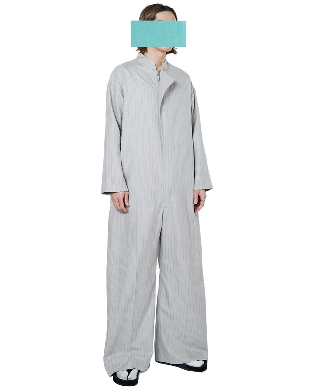 m's braque "ASSYMMETRIC ONE-SIDE LAPEL JUMP SUIT 〔NATURAL STRIPE〕"