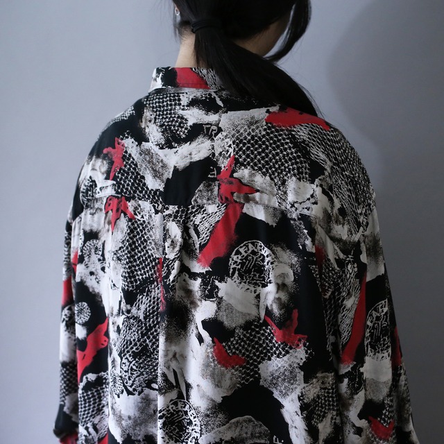 dark coloring art full pattern over silhouette shirt