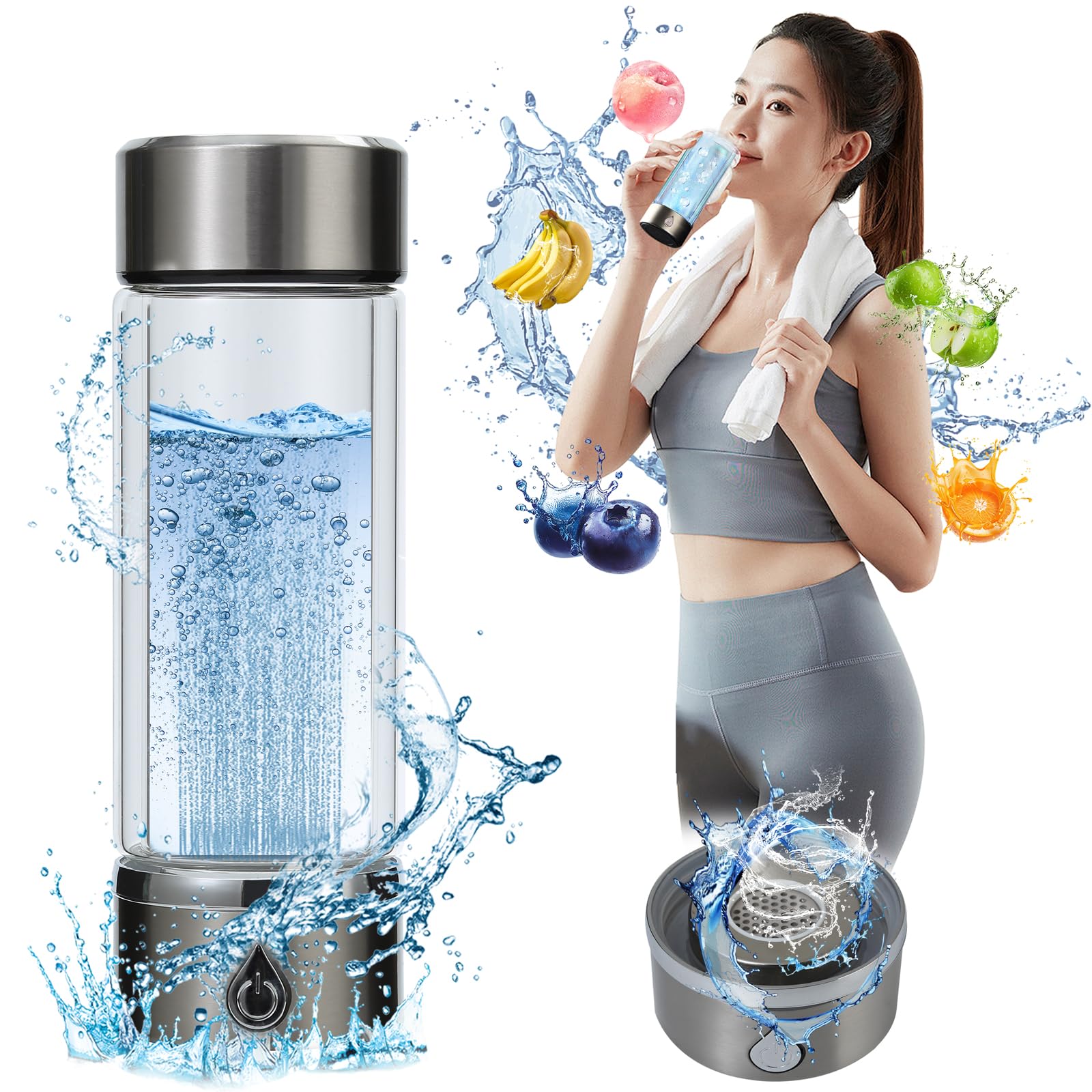【数量限り】YAYAMIYA 水素水生成器 携帯 高濃度水素水生成器 水素水ボトル 400ml 3分生成 USB 充電式 美容 健康 トレーニング 運動 フィットネス 浄水ボトル
